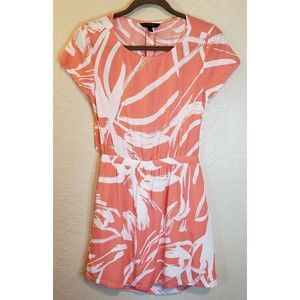 Banana Republic Open Back Dress, Size S, Coral Pink White